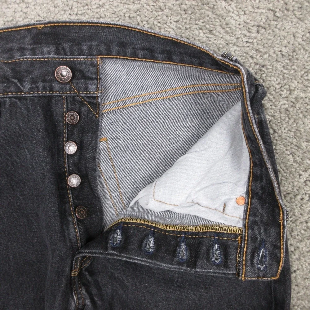 Levis‎ Jeans Mens 32x29 (Tag 32x32) Black 501 Button Fly Washed Fade Denim Pants